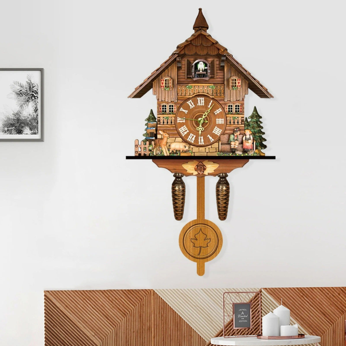 Horloge Murale Pendule Chalet Alpin