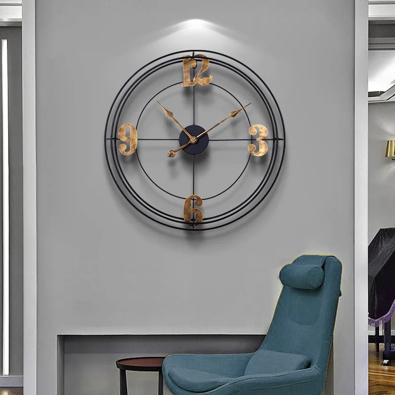 Horloge Murale Chiffres Dorés