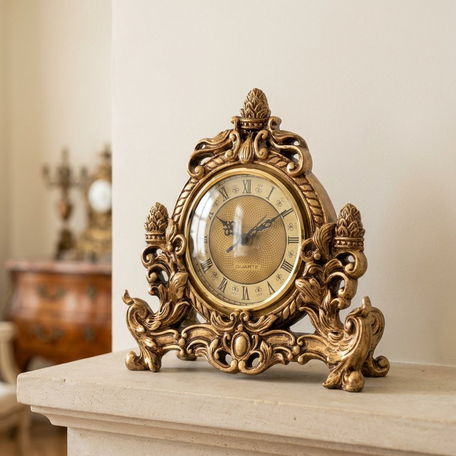 Horloge À Poser Baroque Dorée