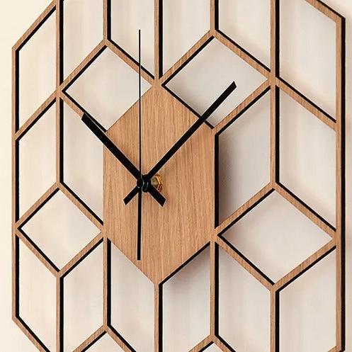 Horloge Murale Hexagone Bois