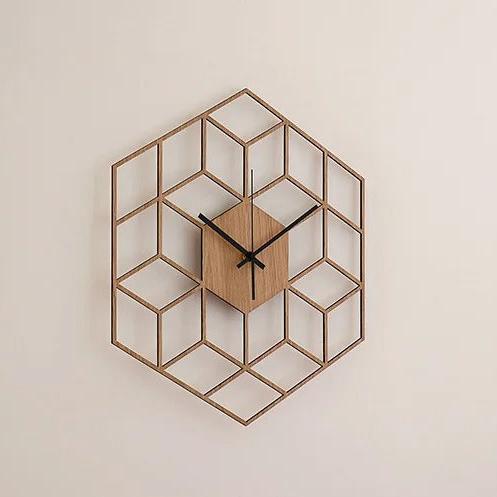 Horloge Murale Hexagone Bois