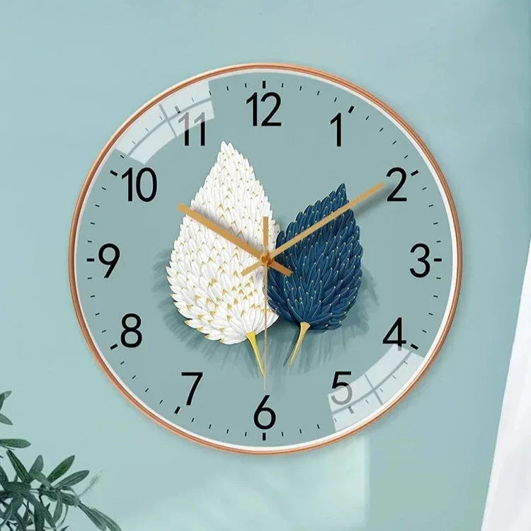 Horloge Murale Feuillage Bleu