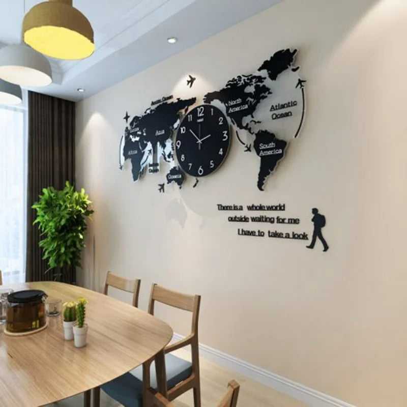 Horloge Murale Monde Noir