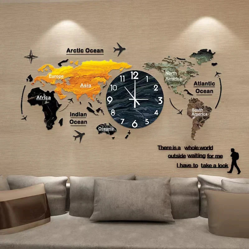 Horloge Murale Monde Noir