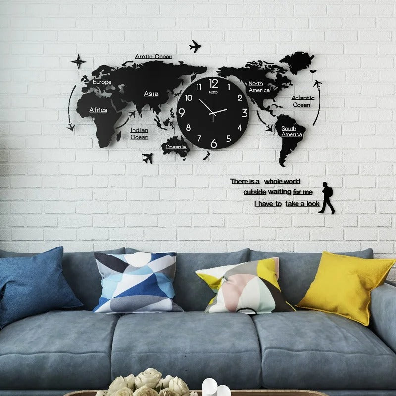 Horloge Murale Monde Noir
