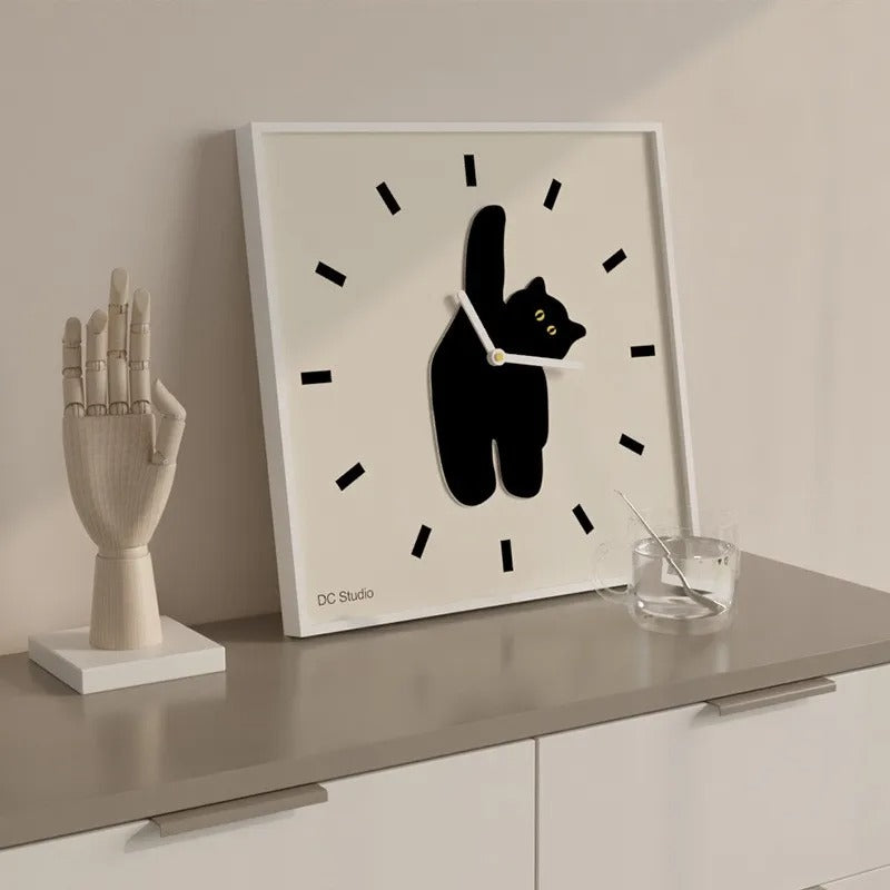 Horloge Murale Chat Noir