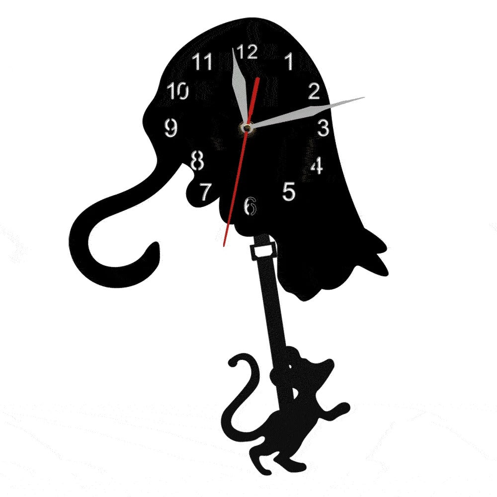 Horloge Murale Silhouette Chat