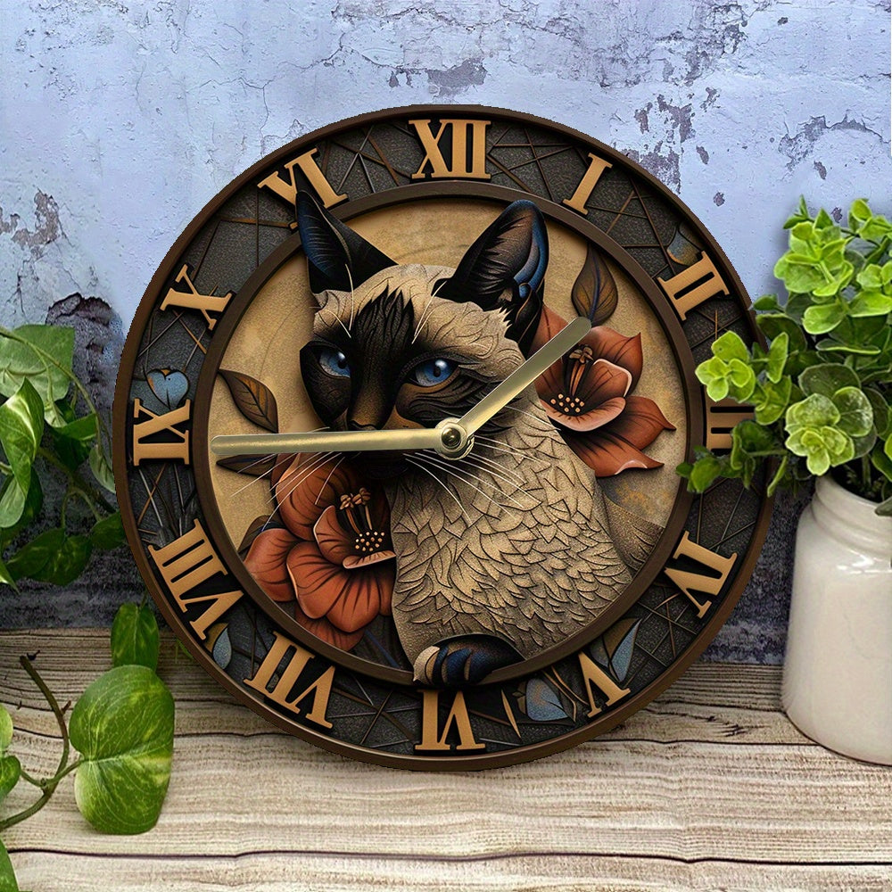 Horloge Murale Chat Siamois
