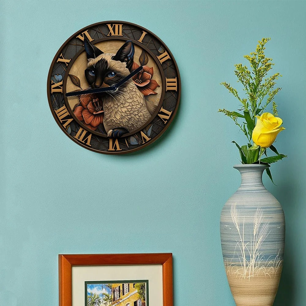 Horloge Murale Chat Siamois