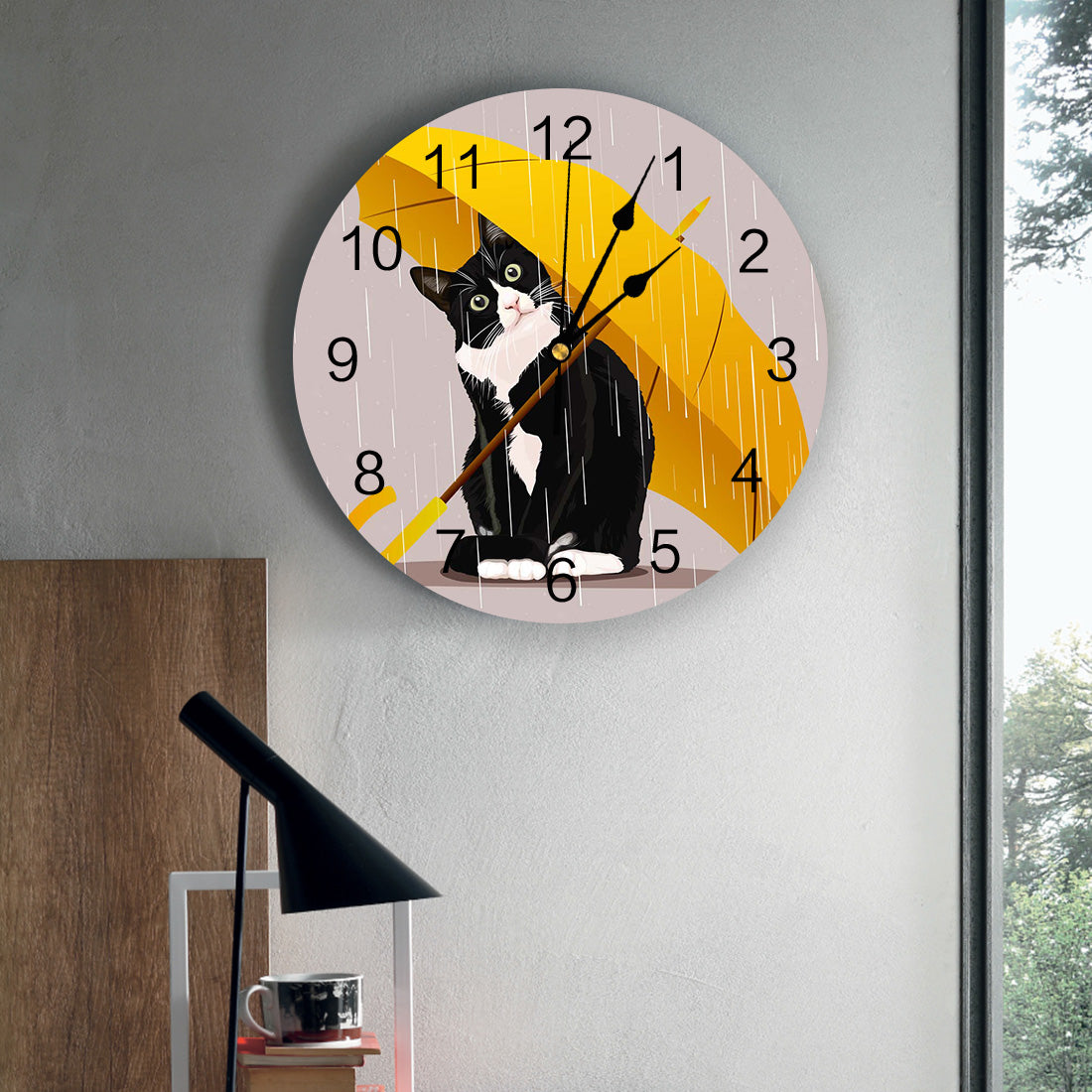 Horloge Murale Chat Parapluie