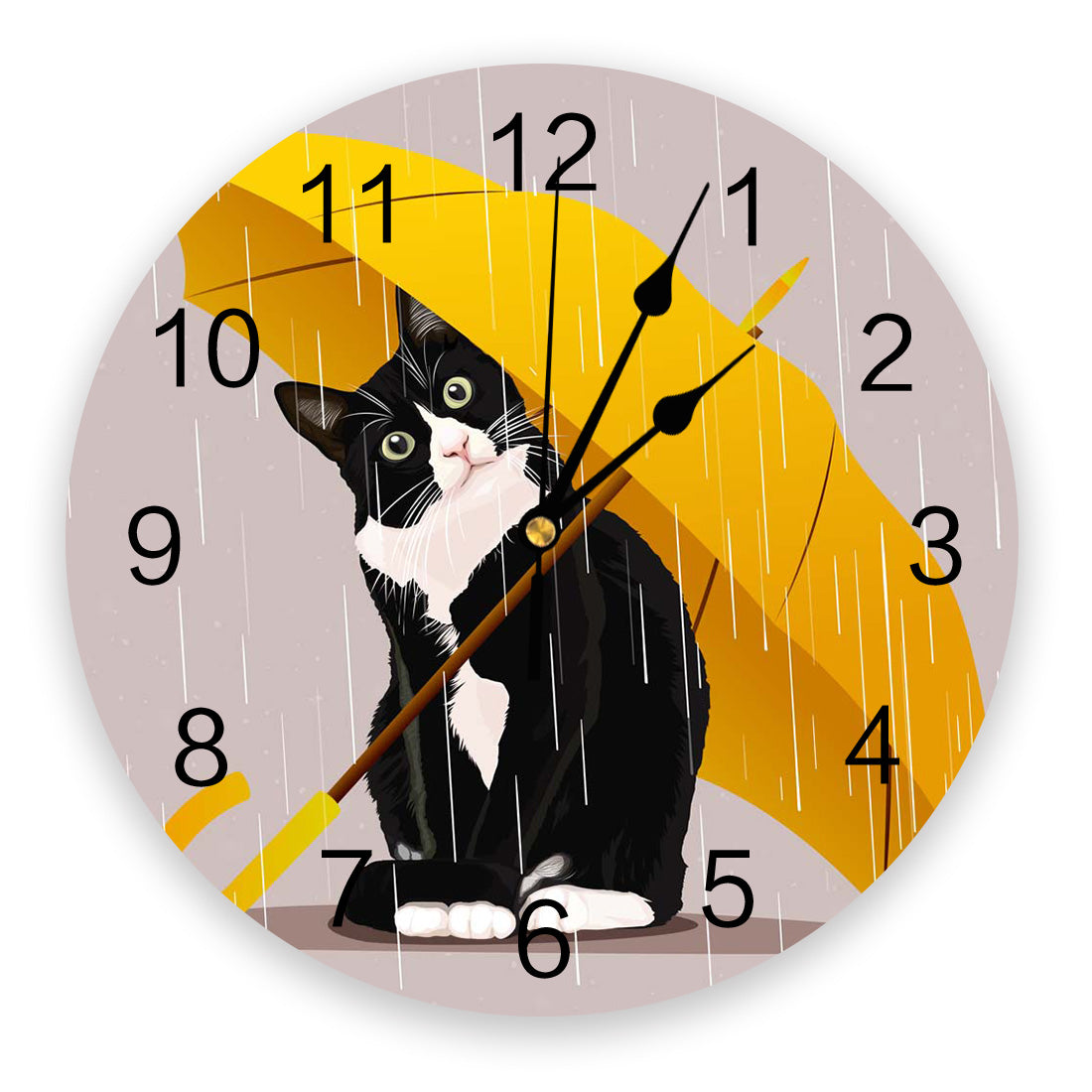 Horloge Murale Chat Parapluie