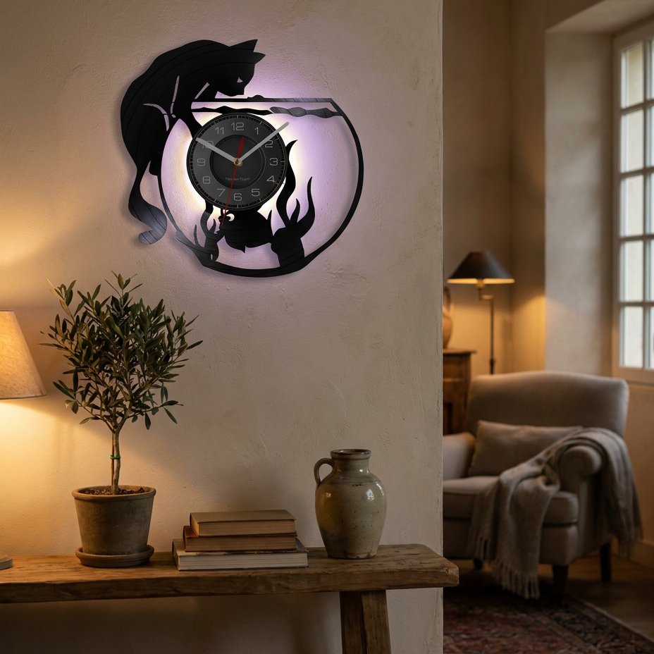 Horloge Murale Chat Lumineux