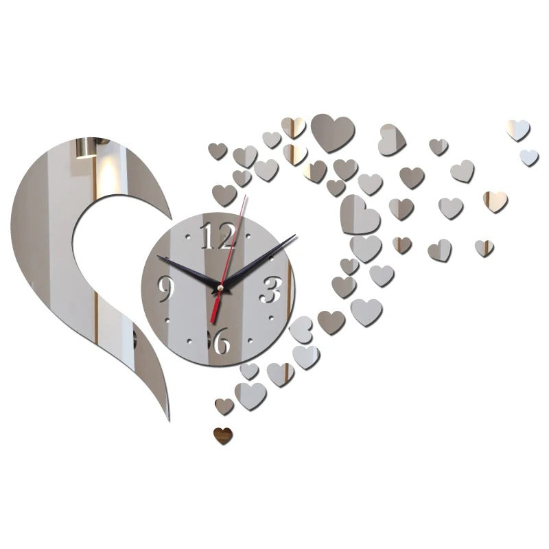 Horloge Murale Coeurs Dorés