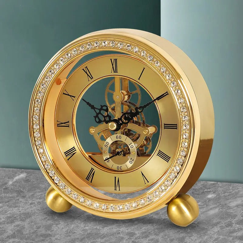 Horloge À Poser Rouages Dorés
