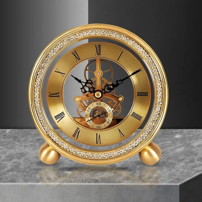Horloge À Poser Rouages Dorés