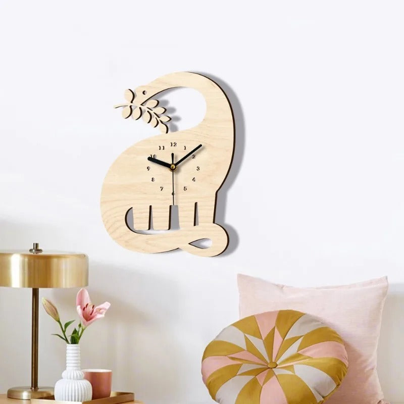 Horloge Murale Éléphant Bois