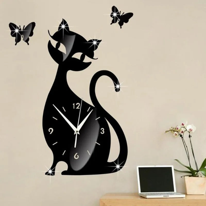 Horloge Murale Silhouette Chat