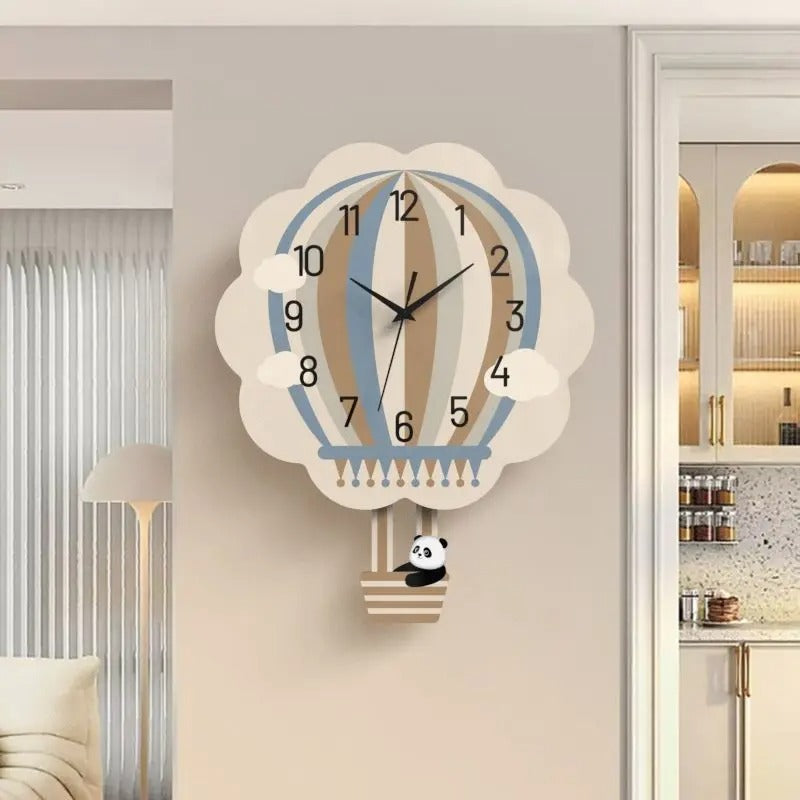 Horloge Murale Panda Montgolfière