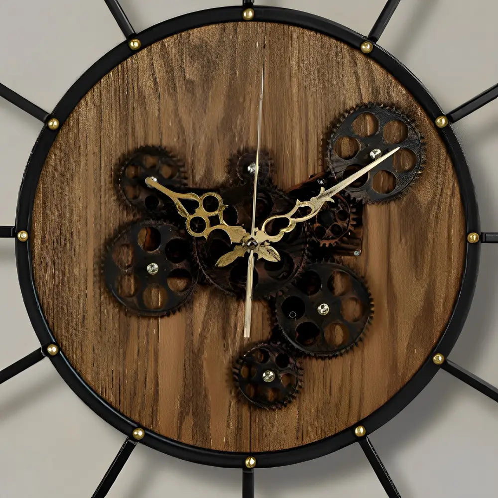 Horloge Murale Rouages Bois