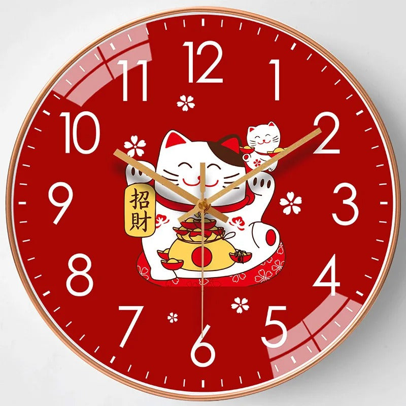 Horloge Murale Chat Japonais