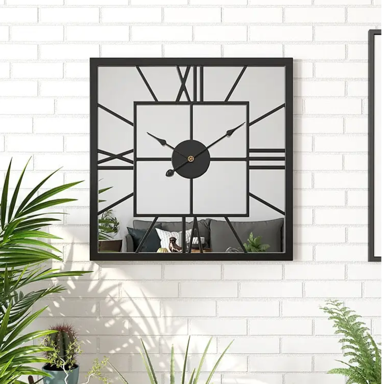 Horloge Murale Carrée Miroir