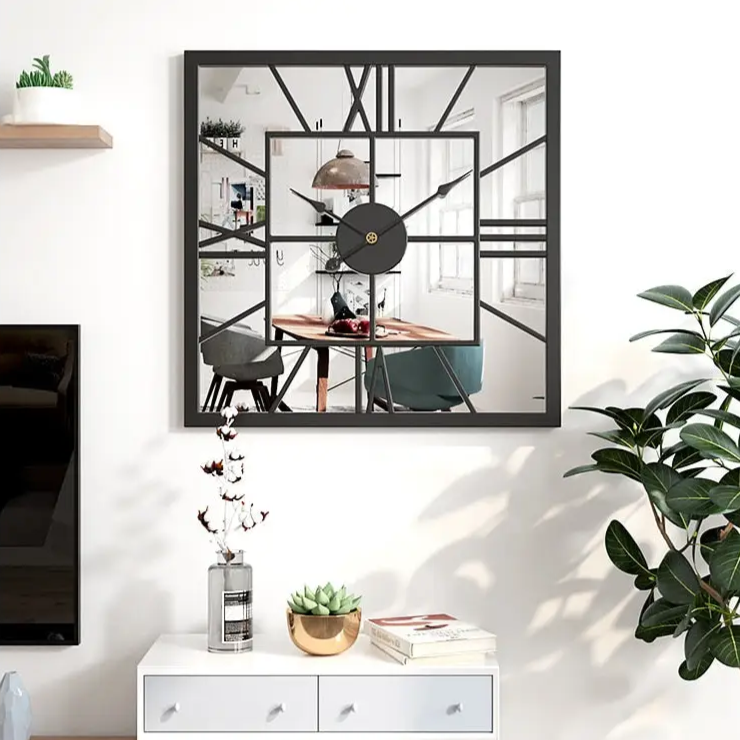 Horloge Murale Carrée Miroir