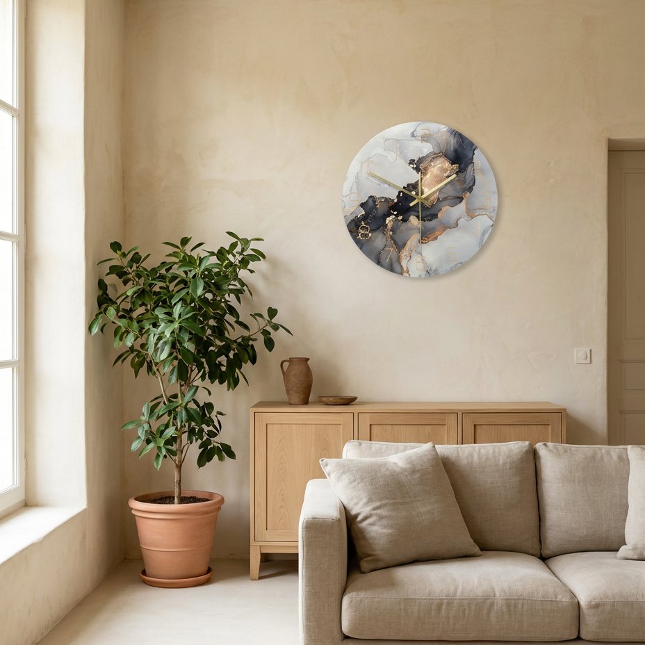 Horloge Murale Abstraite Marbre