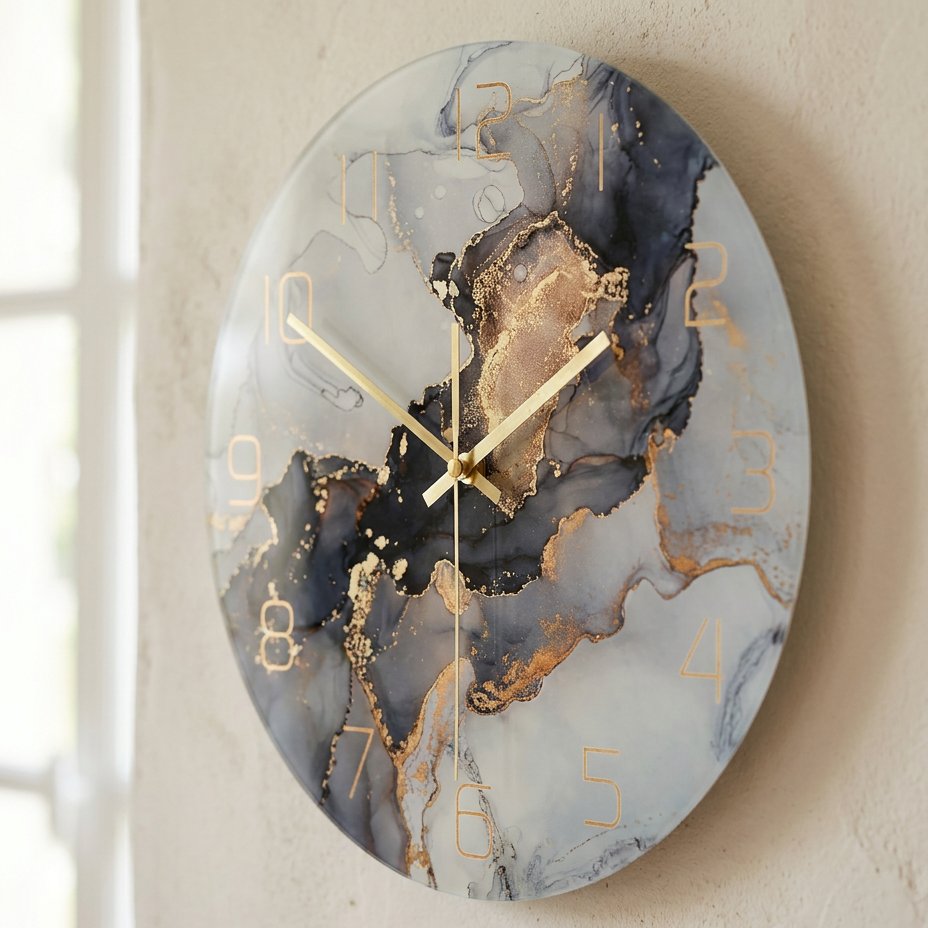 Horloge Murale Abstraite Marbre