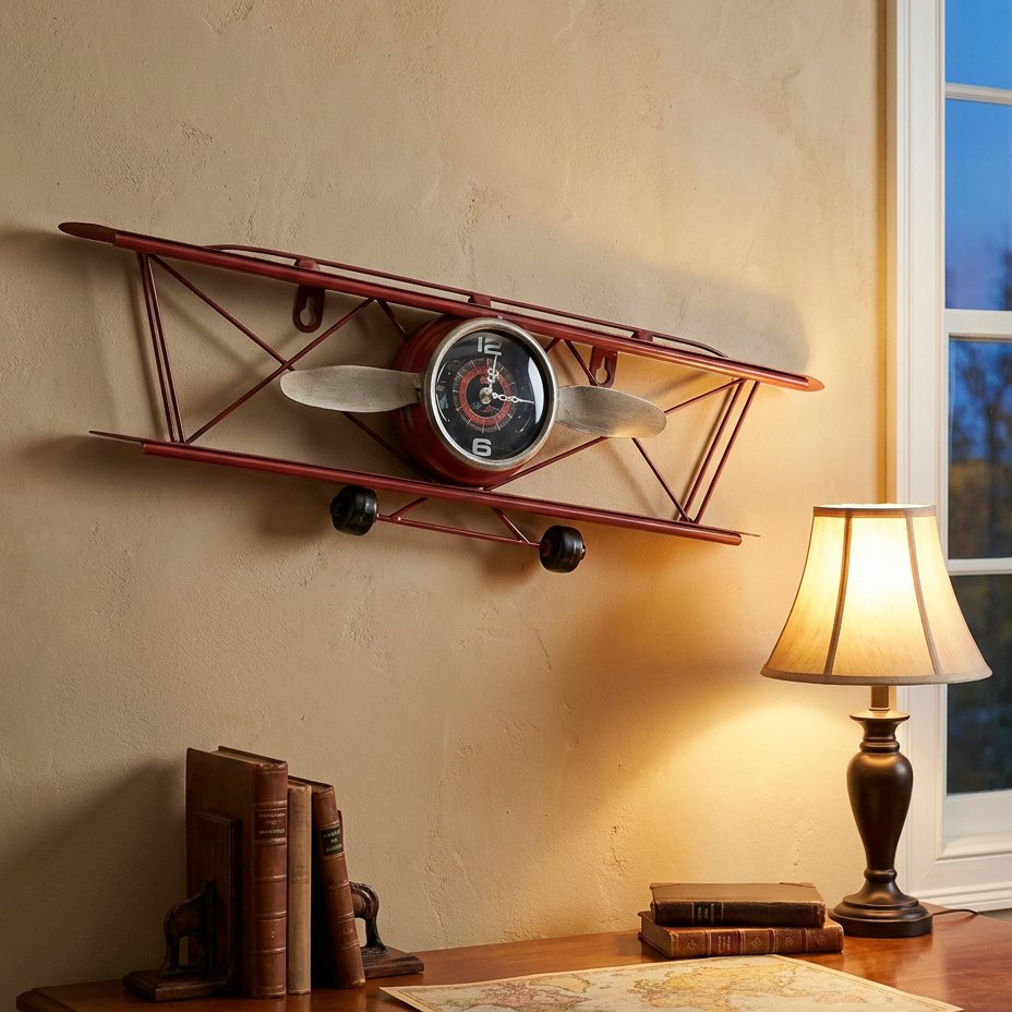 Horloge Murale Avion Vintage
