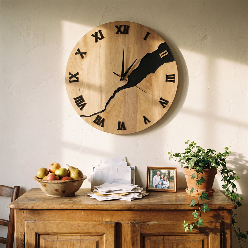 Horloge Murale Bois Craquelé