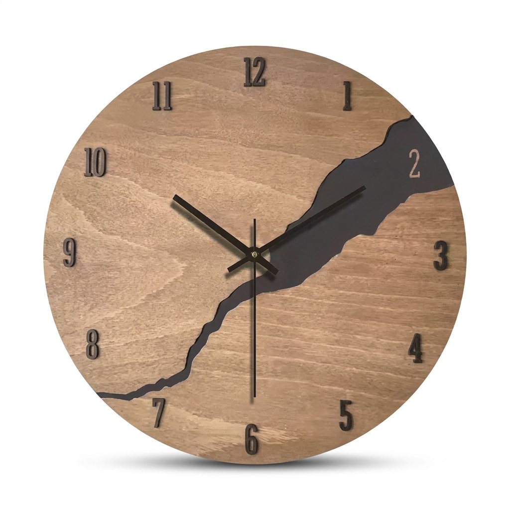 Horloge Murale Bois Craquelé