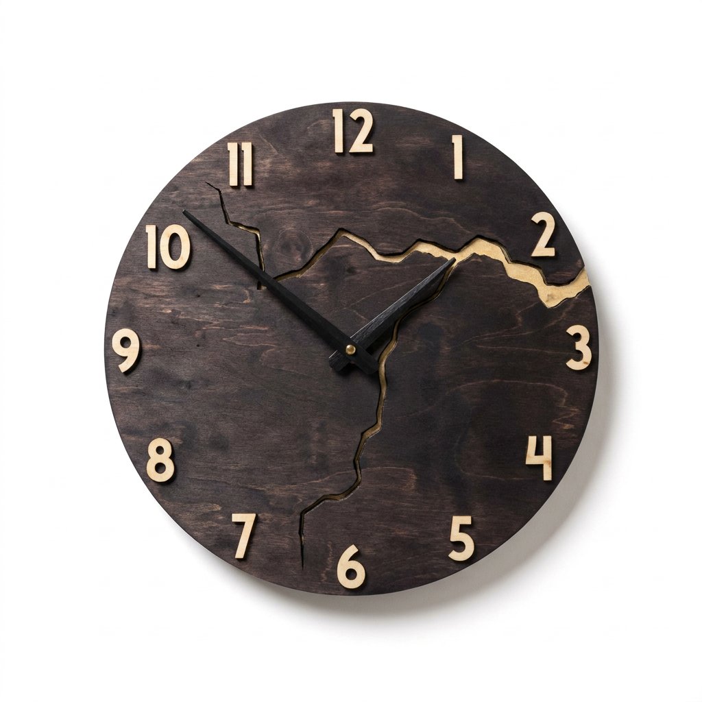 Horloge Murale Bois Craquelé