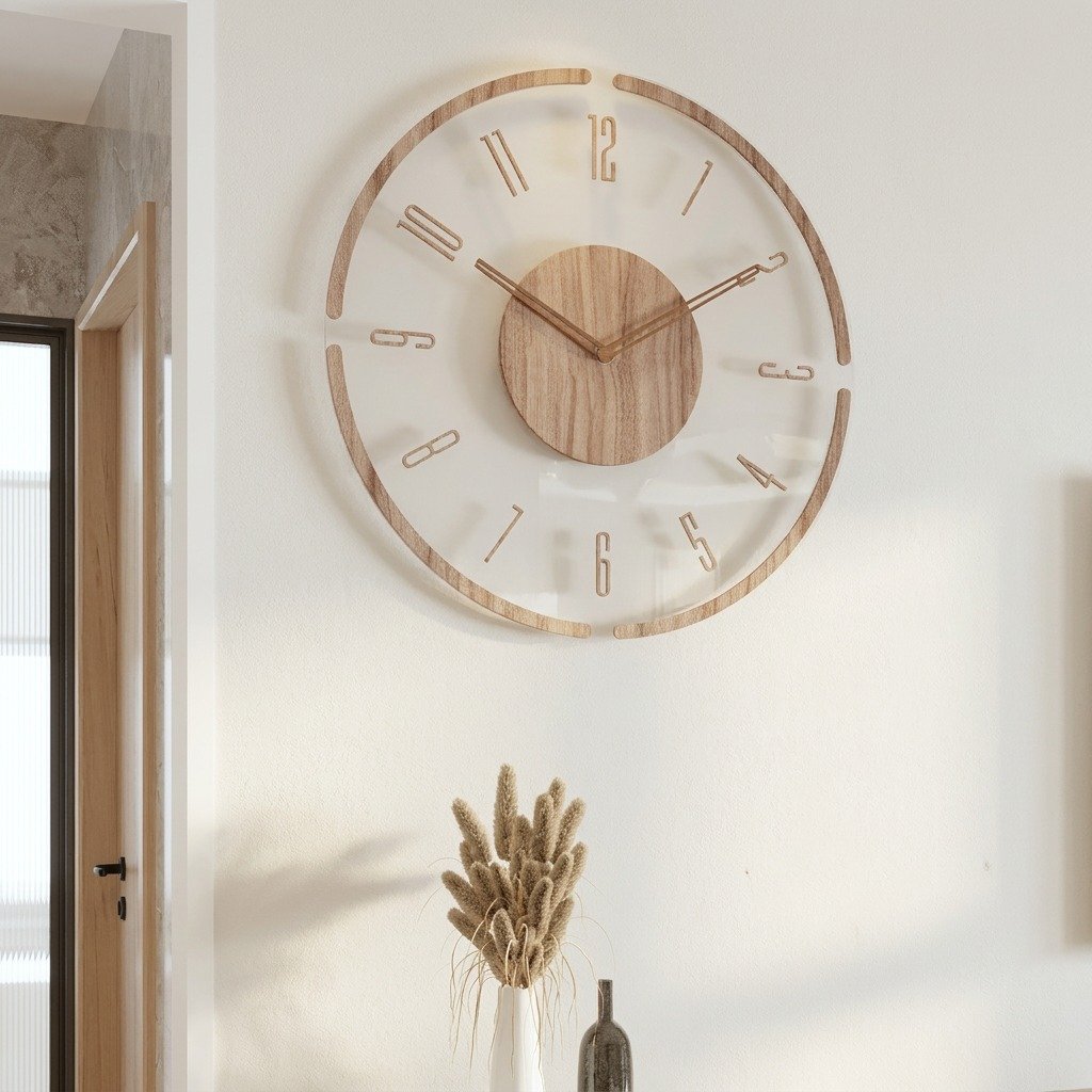 Horloge Murale Bois Minimal – mise en situation