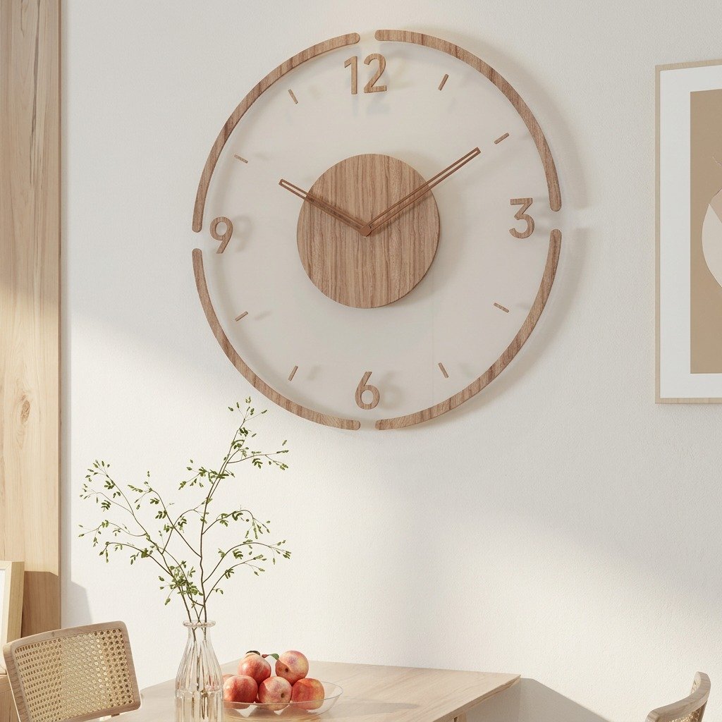 Horloge Murale Bois Minimal – mise en situation