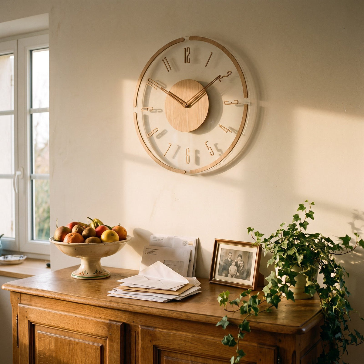 Horloge Murale Bois Minimal – mise en situation