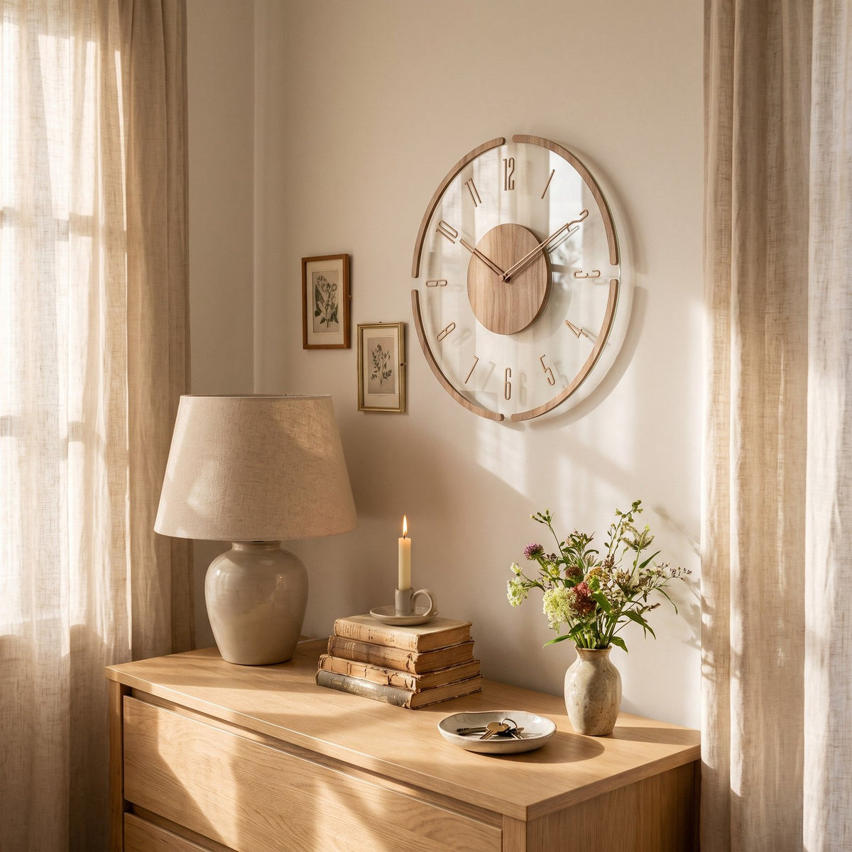 Horloge Murale Bois Minimal – mise en situation