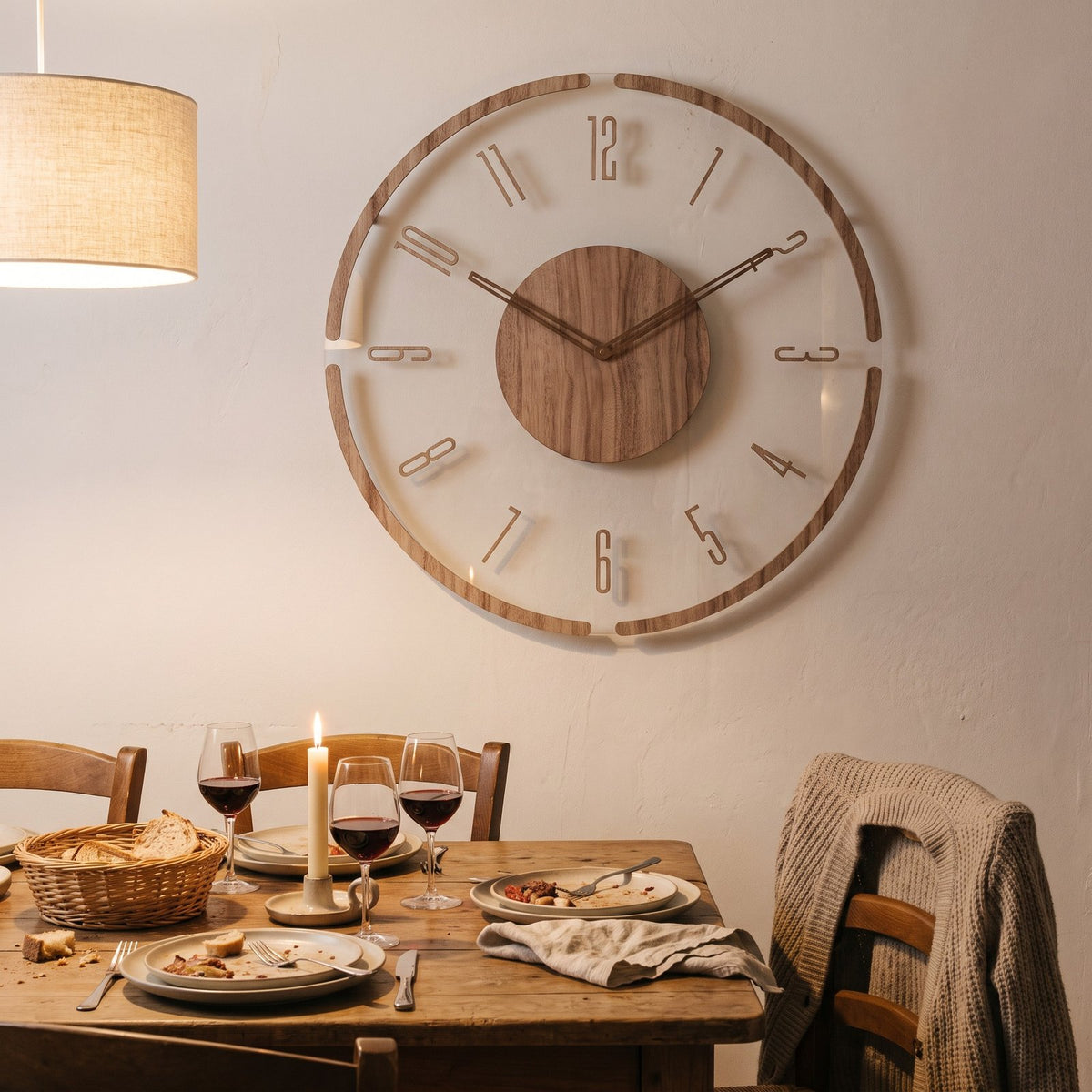 Horloge Murale Bois Minimal – mise en situation