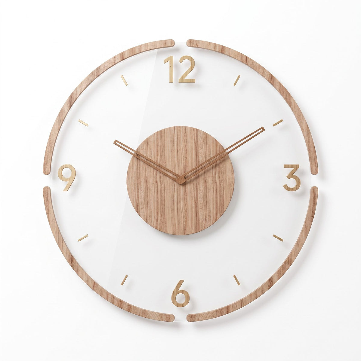 Horloge Murale Bois Minimal Style 2 – fond blanc
