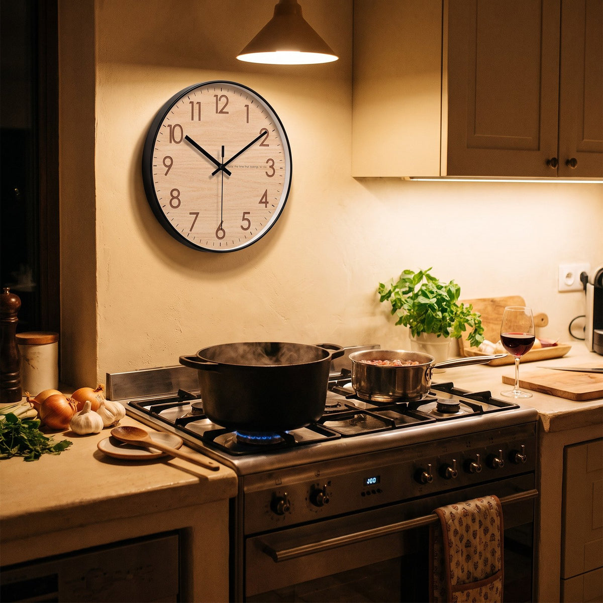 Horloge Murale Bois Naturel – mise en situation