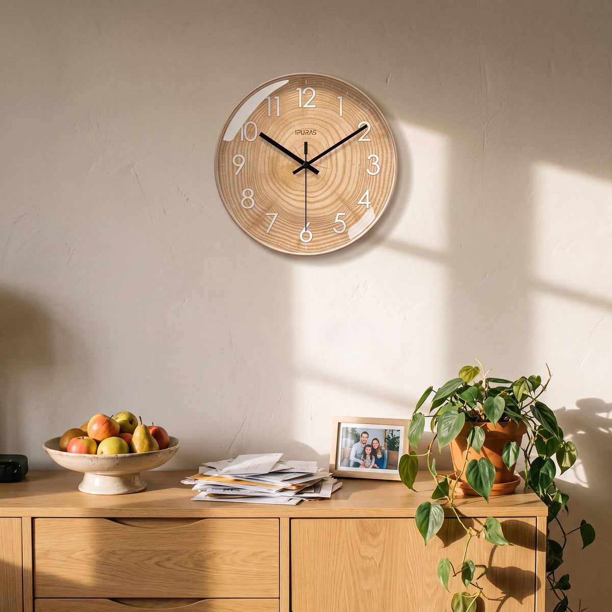 Horloge Murale Bois Naturel – mise en situation