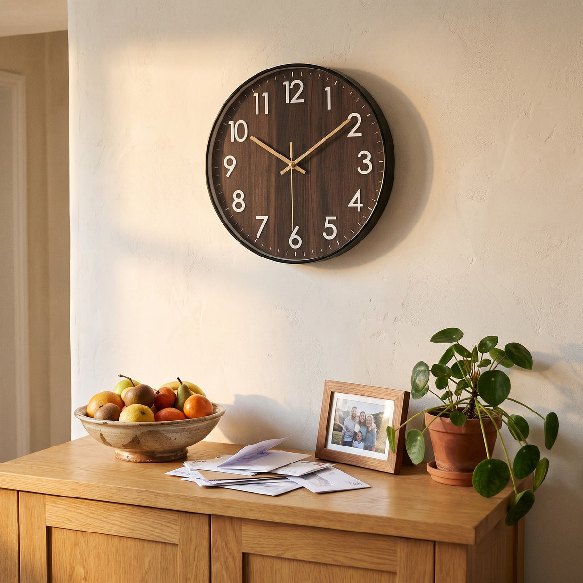 Horloge Murale Bois Naturel – mise en situation