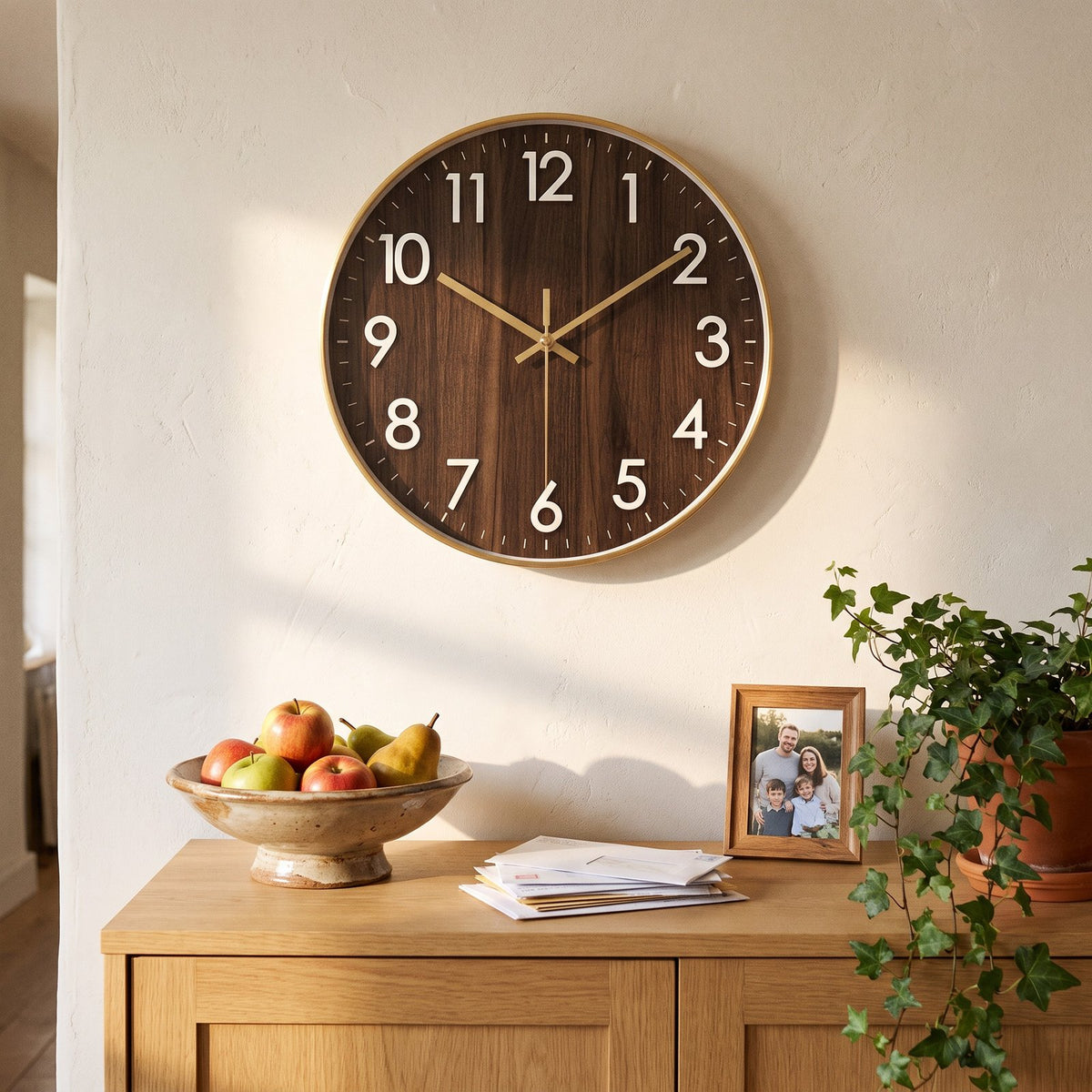 Horloge Murale Bois Naturel – mise en situation