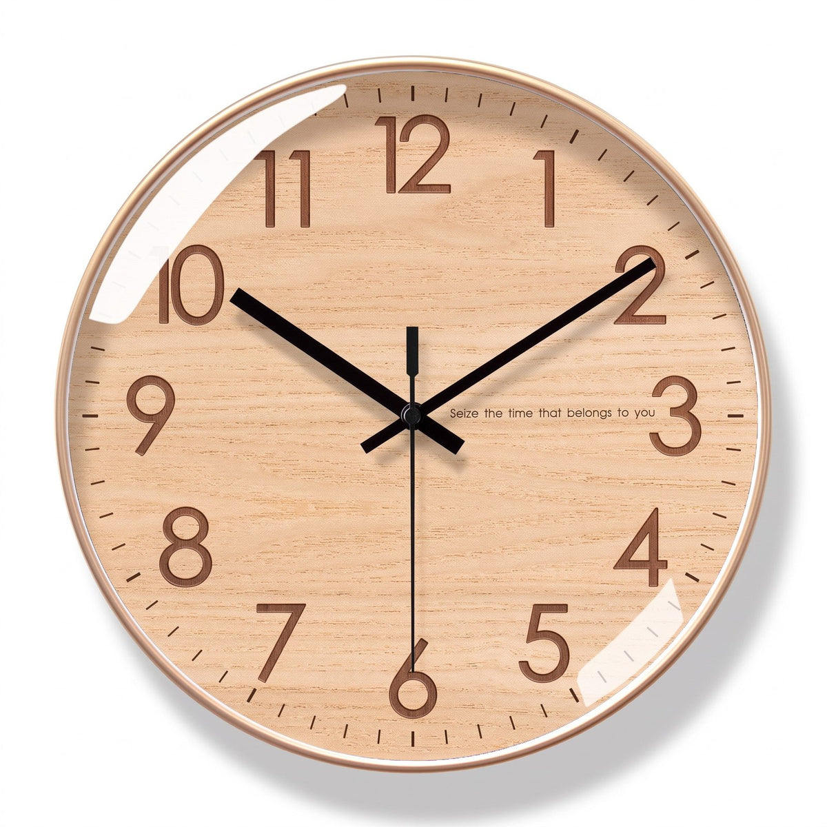 Horloge Murale Bois Naturel Bamboo Bois – fond blanc