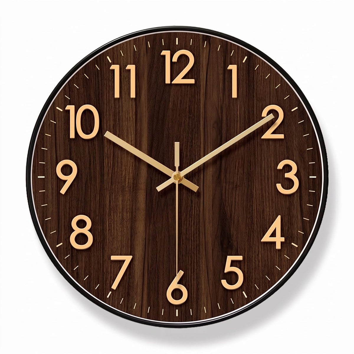 Horloge Murale Bois Naturel Marron Noir – fond blanc