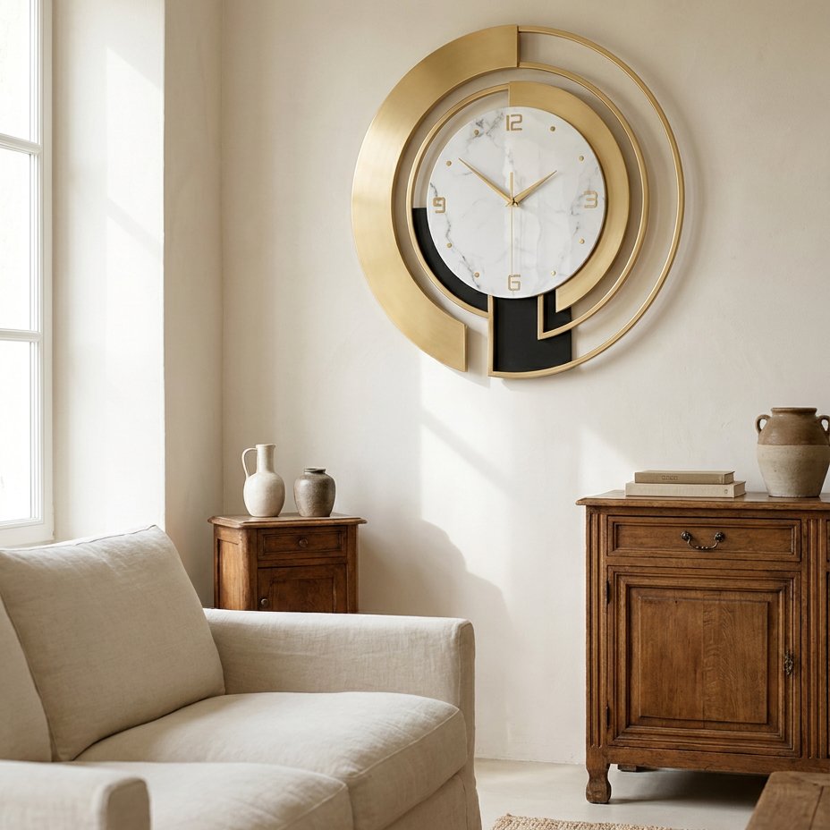 Horloge Murale Cercle Doré