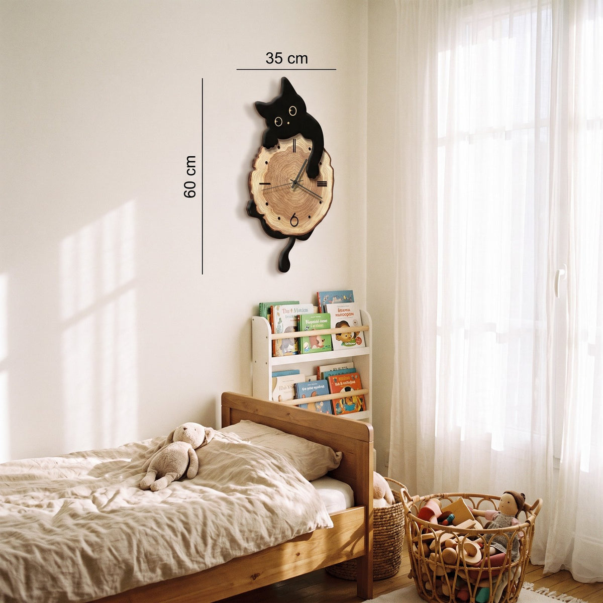 Horloge Murale Chat Bois – mise en situation