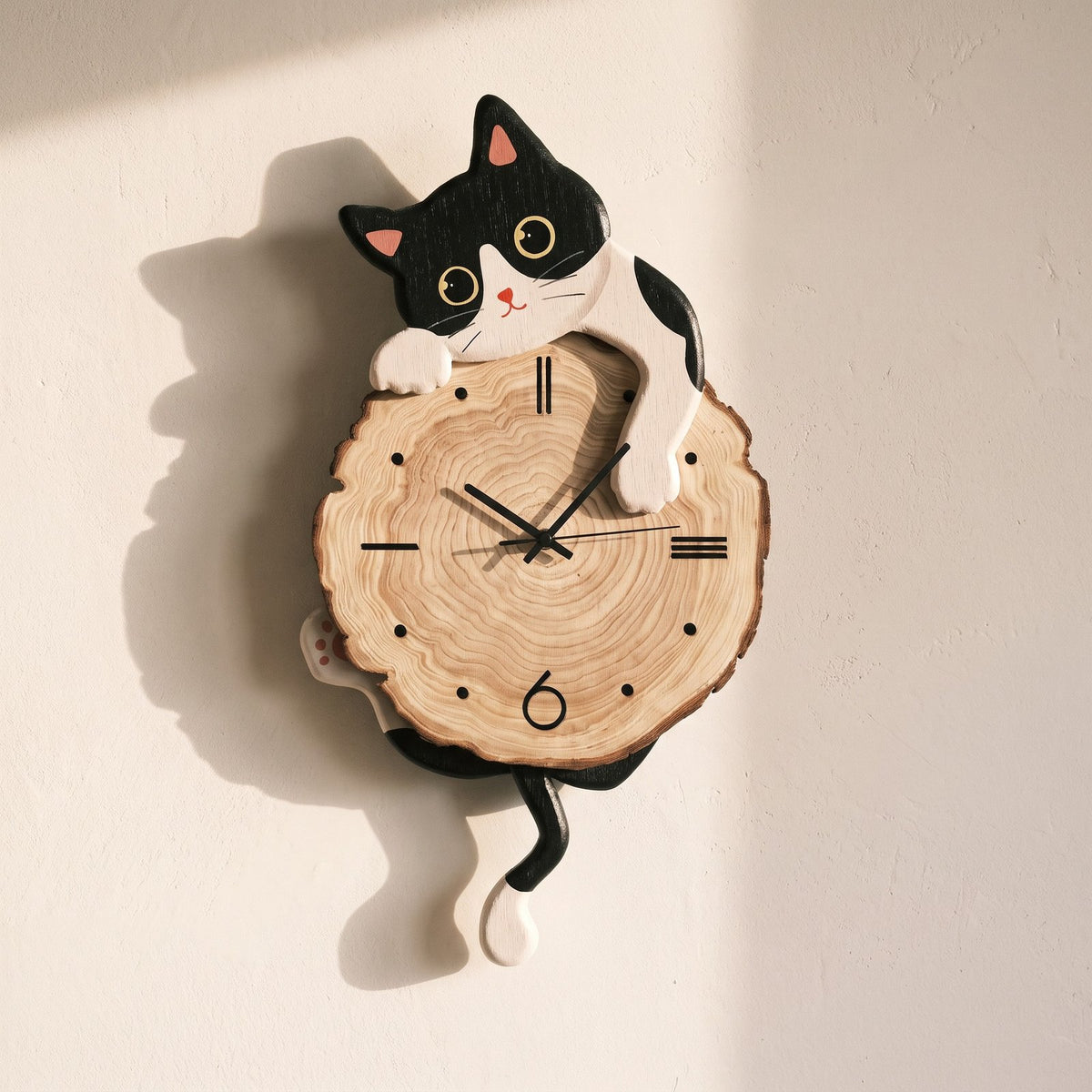 Horloge Murale Chat Bois – mise en situation