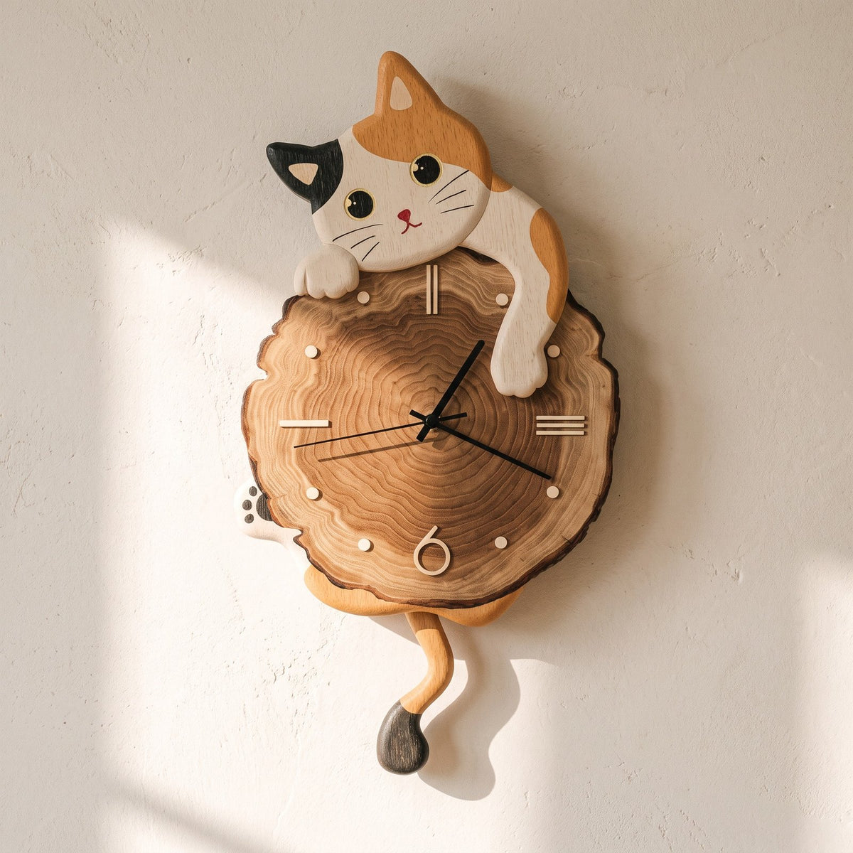 Horloge Murale Chat Bois – mise en situation