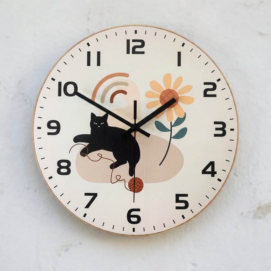 Horloge Murale Chat Design