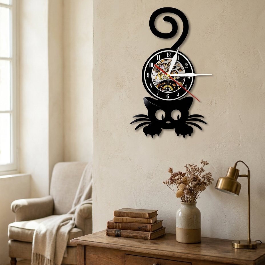 Horloge Murale Chat Gothique